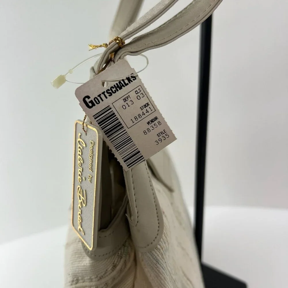 Vintage Valerie Barad Shoulder Bag Woven Fabric Beige New with Tags